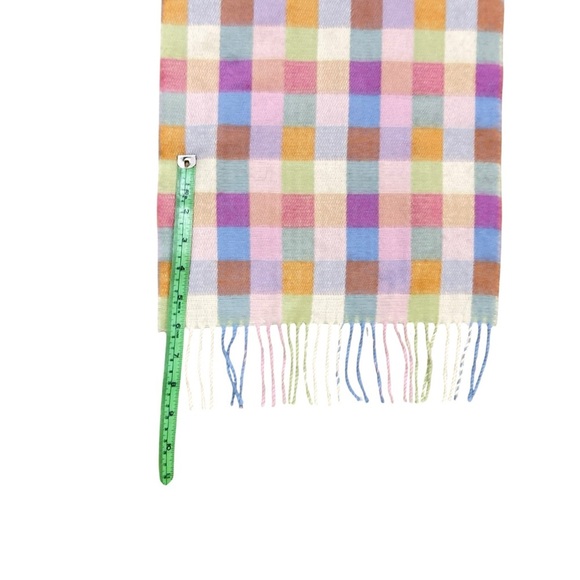Unbranded Multicolor pastel Checks Scarf rectangular fringe hem Supersoft 76x12 - Picture 6 of 7